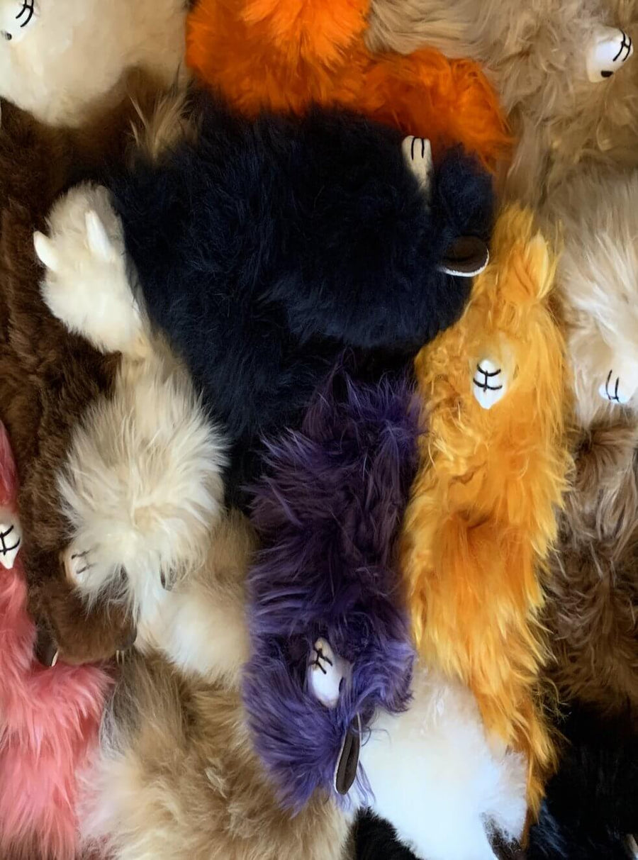 pile of different colored alpaca stuffed animal toys
