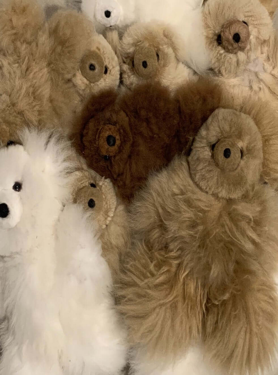 pile of different colored teddy bears made from alpaca fur