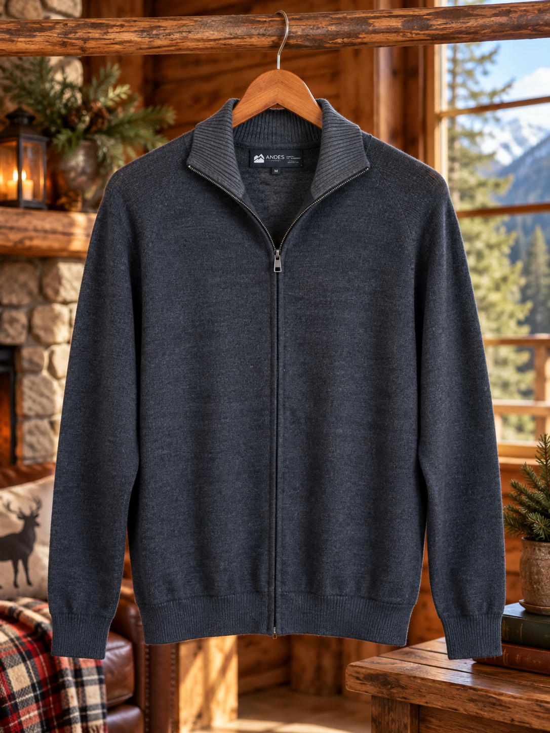 Unisex Solid Full Zip Sweater