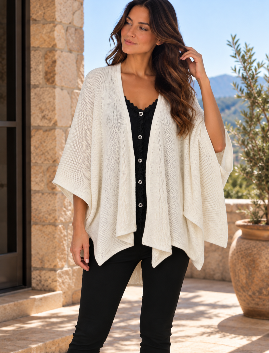 Knit Cream Ruana