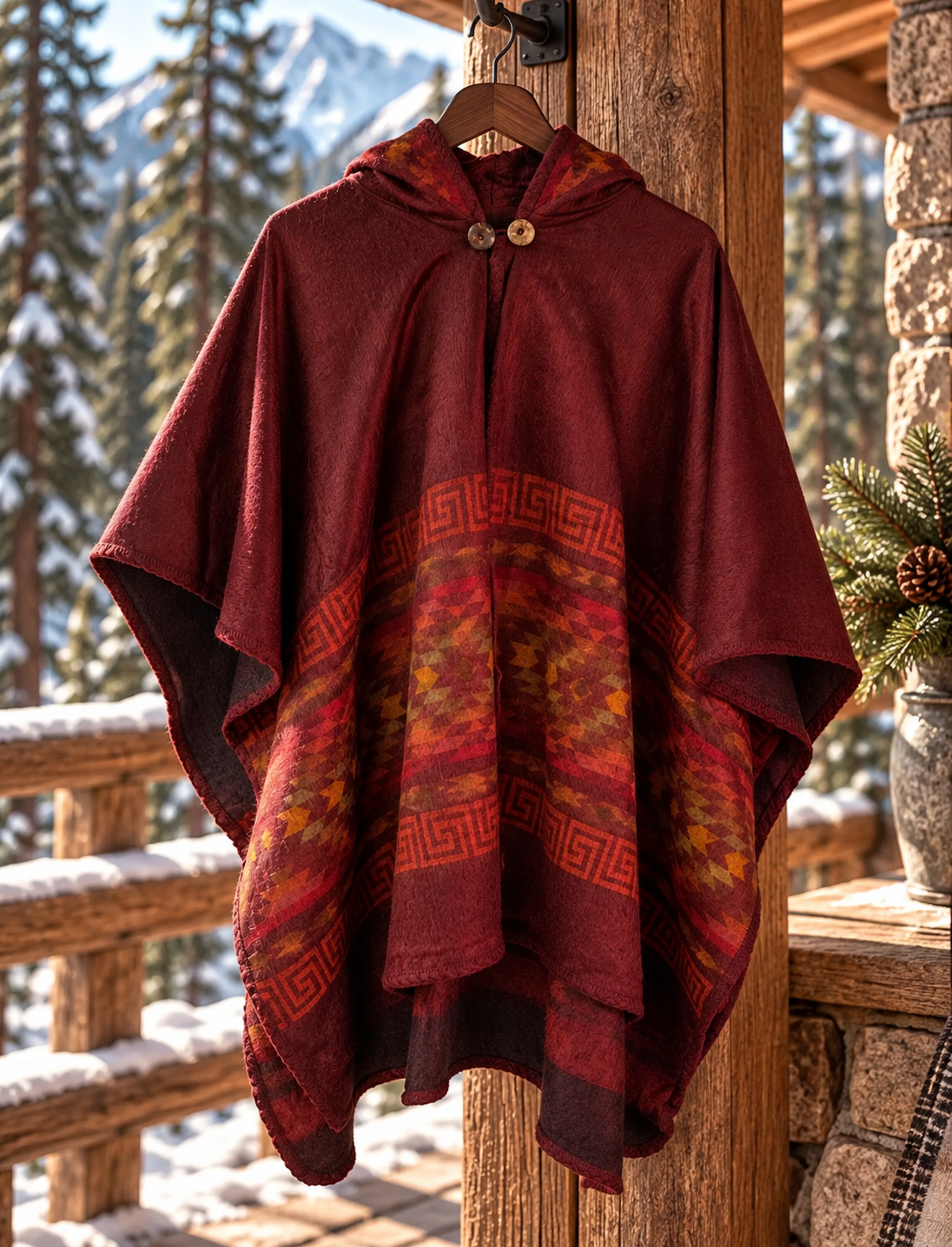 Aztec Unisex Hooded Poncho