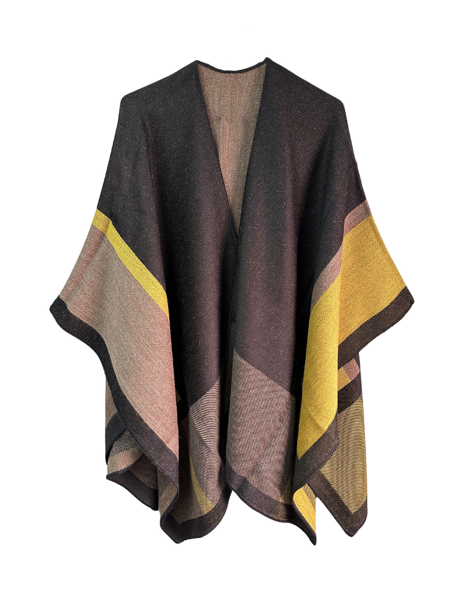 100% Alpaca Reversible Striped Ruana · Alpaca Connection Imports