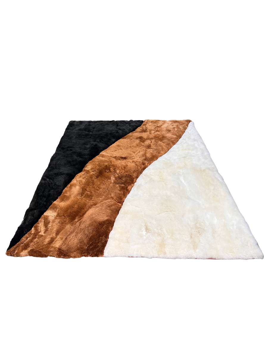 Tri-Color Waves Geometric Alpaca Rug (4.5x6 ft)