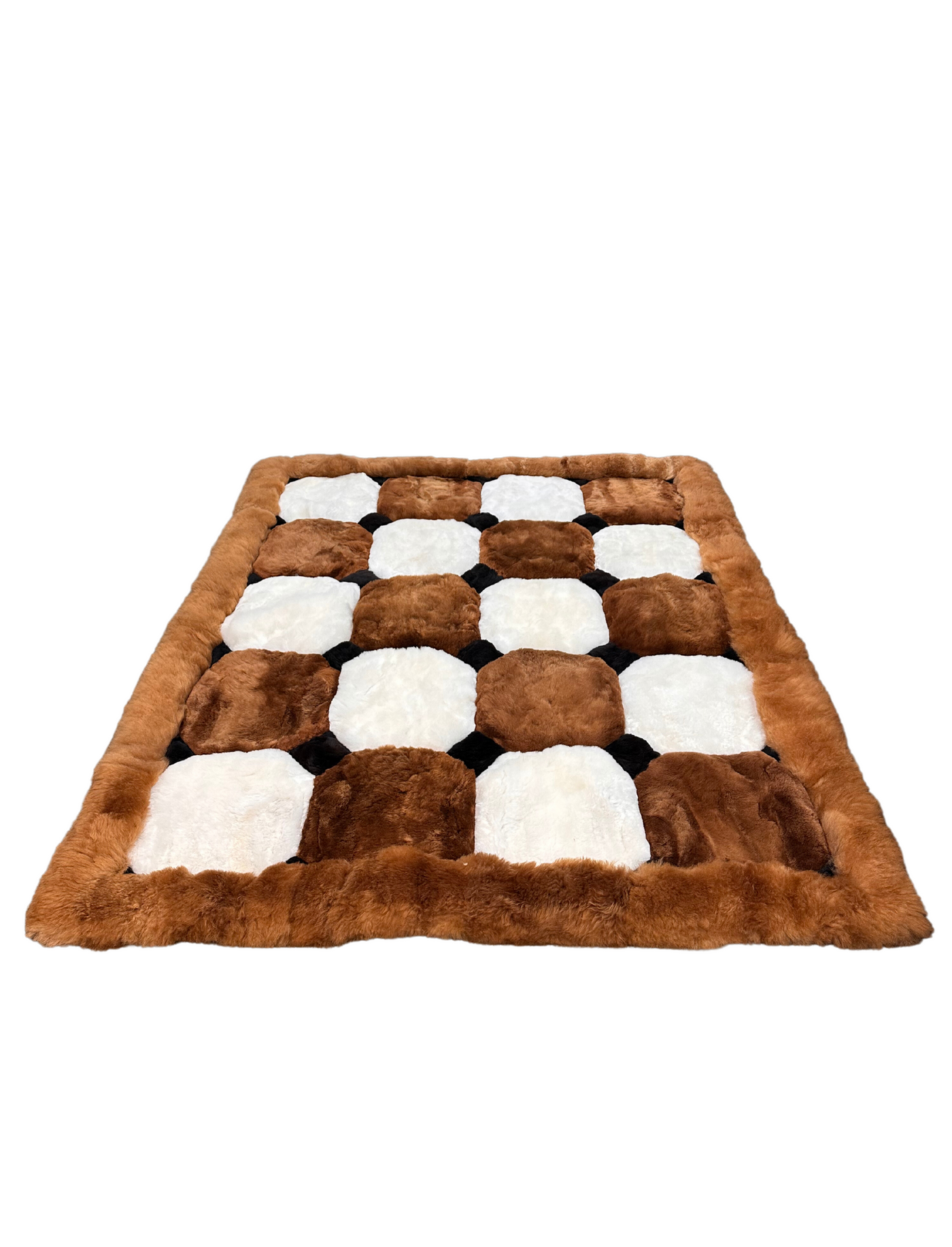Squares & Diamonds Tri-Color Geometric Alpaca Rug (4.5x6 ft)
