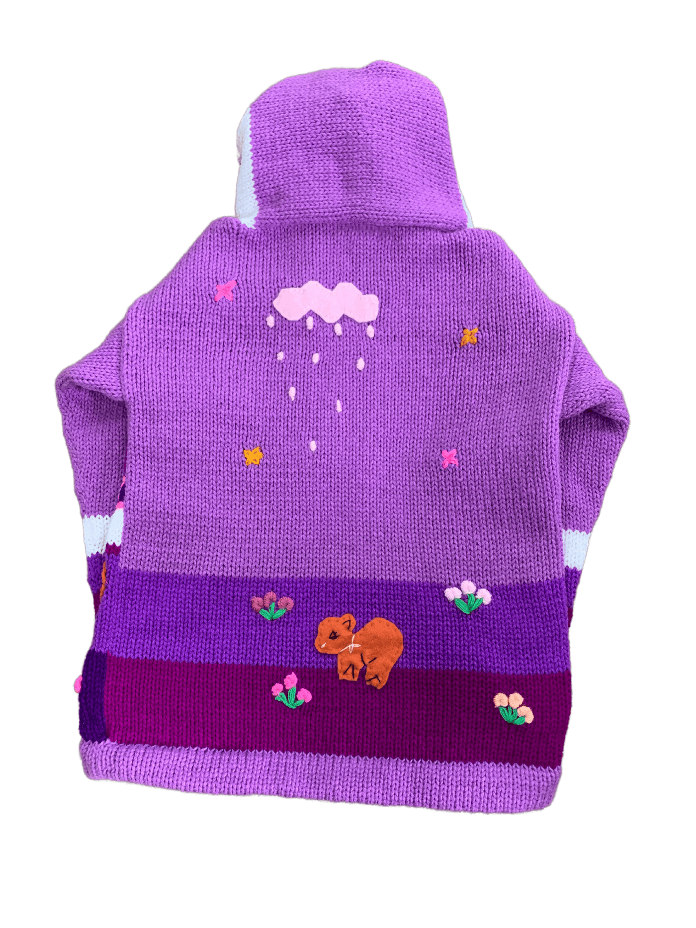 purple kids sweater back
